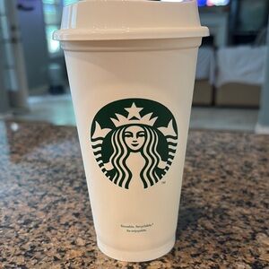 Starbucks Eco-Friendly White Tumbler with Green Logo